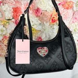 Juicy Couture Glitzed Out Hobo Shoulder Bad Crossbody Liquorice NWT Valentines